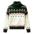 thumbnail image 3 of Womens Sweaters Fair Isle Turtleneck Long Sleeve Knit Pullover Loose Soft Oversized Fall Tops, 3 of 4