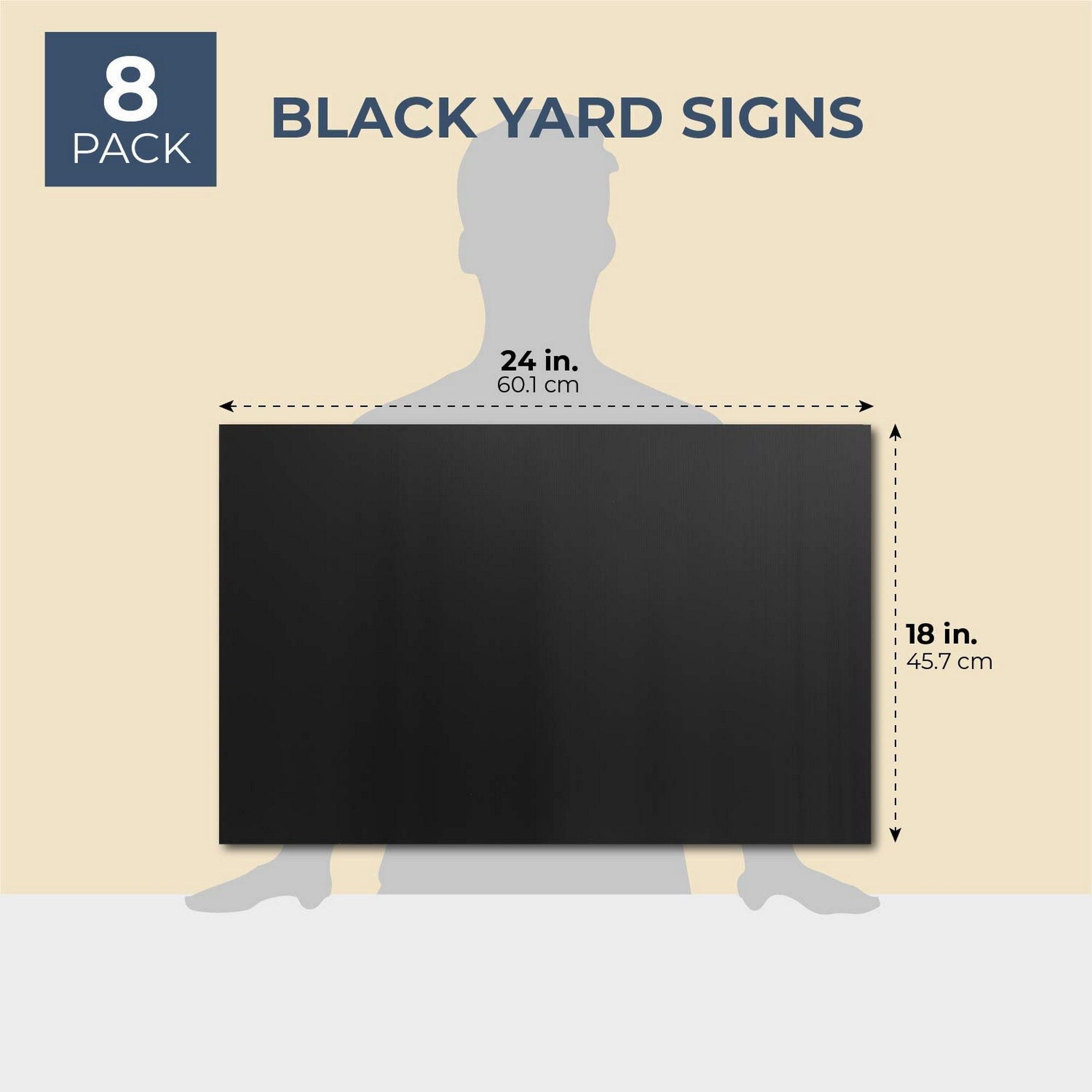 8Pack Blank Corrugated Plastic Yard Lawn Signs, Black, 18 X 24 inches