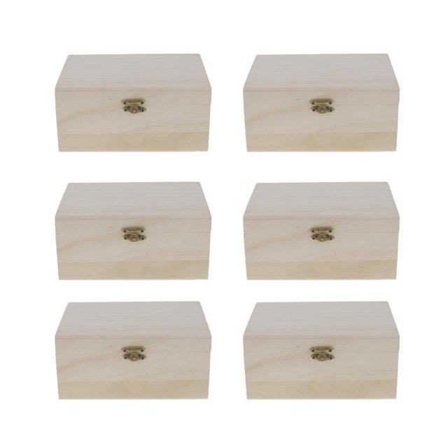 6pcs Case Plain Wood Box Organizer Unfinished Keepsake