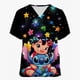 thumbnail image 2 of Camisa de trabajo para mujer con estampado navideño de Disney Stitch, camiseta de manga corta con cuello en V, blusas, ropa de cuidado, ropa de enfermera, cintura, 2 of 5
