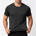thumbnail image 6 of HOOMEUMY Men Tshirt Short Sleeve Round Neck Slim Fitted Cotton Basic Tops Solid Color Breathable Summer Gym Running Outdoor Daily Walking Street Beach Vacation Casual Wear, 6 of 8
