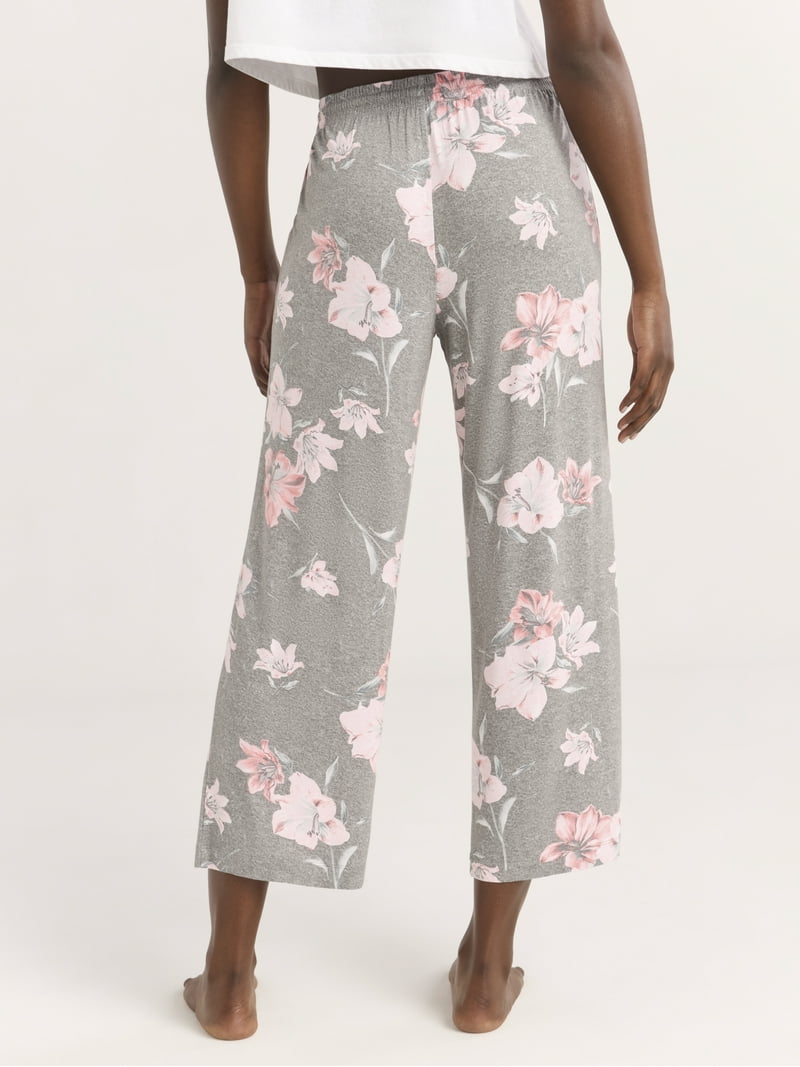 Joyspun Women's Sleepwear Knit Cropped Pajama Pants, 25'' Inseam