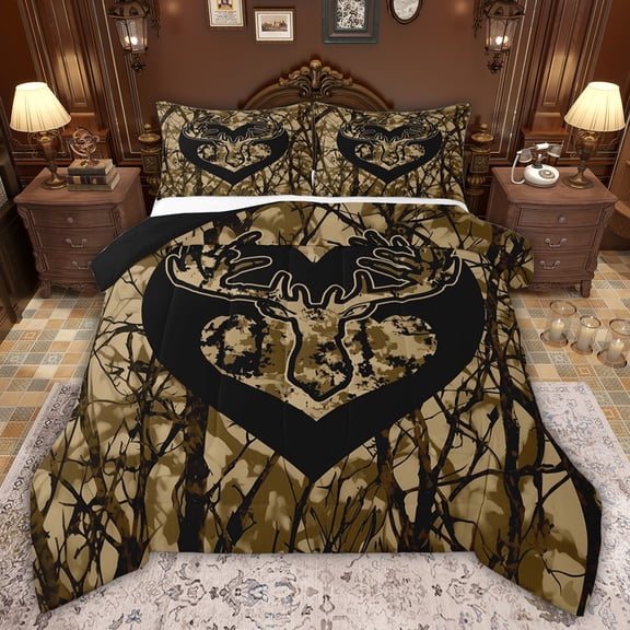Castle Fairy Jungle Deer Boy Twin Comforter Sets,Tree Branches Bedding Set