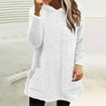 thumbnail image 4 of Karight Womens Fall Fashion Fuzzy Fleece Sweatshirt Long Sleeve Loose Sweatshirts Solid Color Winter Warm Pullover Pocket, 4 of 6