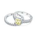 thumbnail image 2 of Bling Jewelry Womens Cocktail Statement Ring: 3CT Canary Yellow CZ Princess Cut Solitaire with Pave Band, 2 of 6
