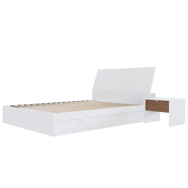 Nexera Porter 3-Piece Dual Storage Bedroom Set, White, Queen