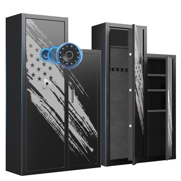 Sapital 8-10 Rifle Gun Safe, Touchscreen Electronic Cabinet with 4 Handgun Pouches & Shelves