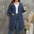 thumbnail image 2 of Lovskoo Long Cardigans for Women Trendy Large Loose Medium Long Sweater Double Pocket Lantern Sleeve Sweater Cardigan Coat Navy, 2 of 5