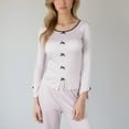 thumbnail image 6 of Lounge Women's Long Sleeve Pajama Set with Decorative Bows and Soft Wide Leg Pants - Large, Purple, 6 of 7