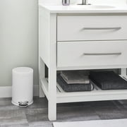 simplehuman Round Step Can, 4.5L / 1.2 Gallon Compact Bathroom Trash Can, 150,000-Step Pedal, Lid Shox® Silent Close, Removable Inner Bucket, White Steel