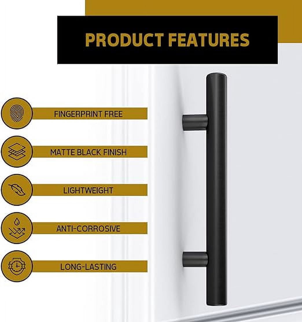 Mega Handles / Cabinet Pulls 6 Inch / Stainless Steel Cabinet Handle Pulls / Matte Black / 35 pack