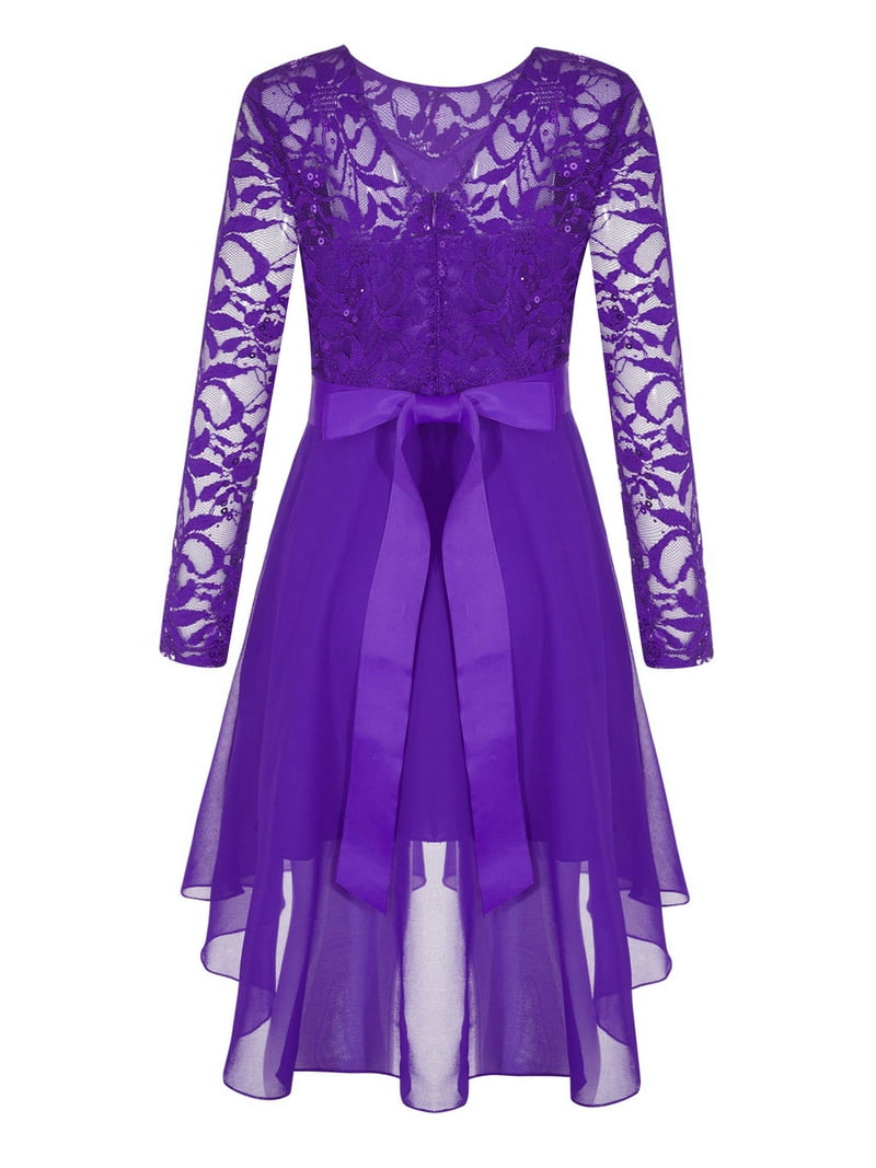 white christmas dresses Cute Dark Purple Knee Length Satin Bridesmaid Dress, Lace Floral Party –  Cutedressy main image 0
