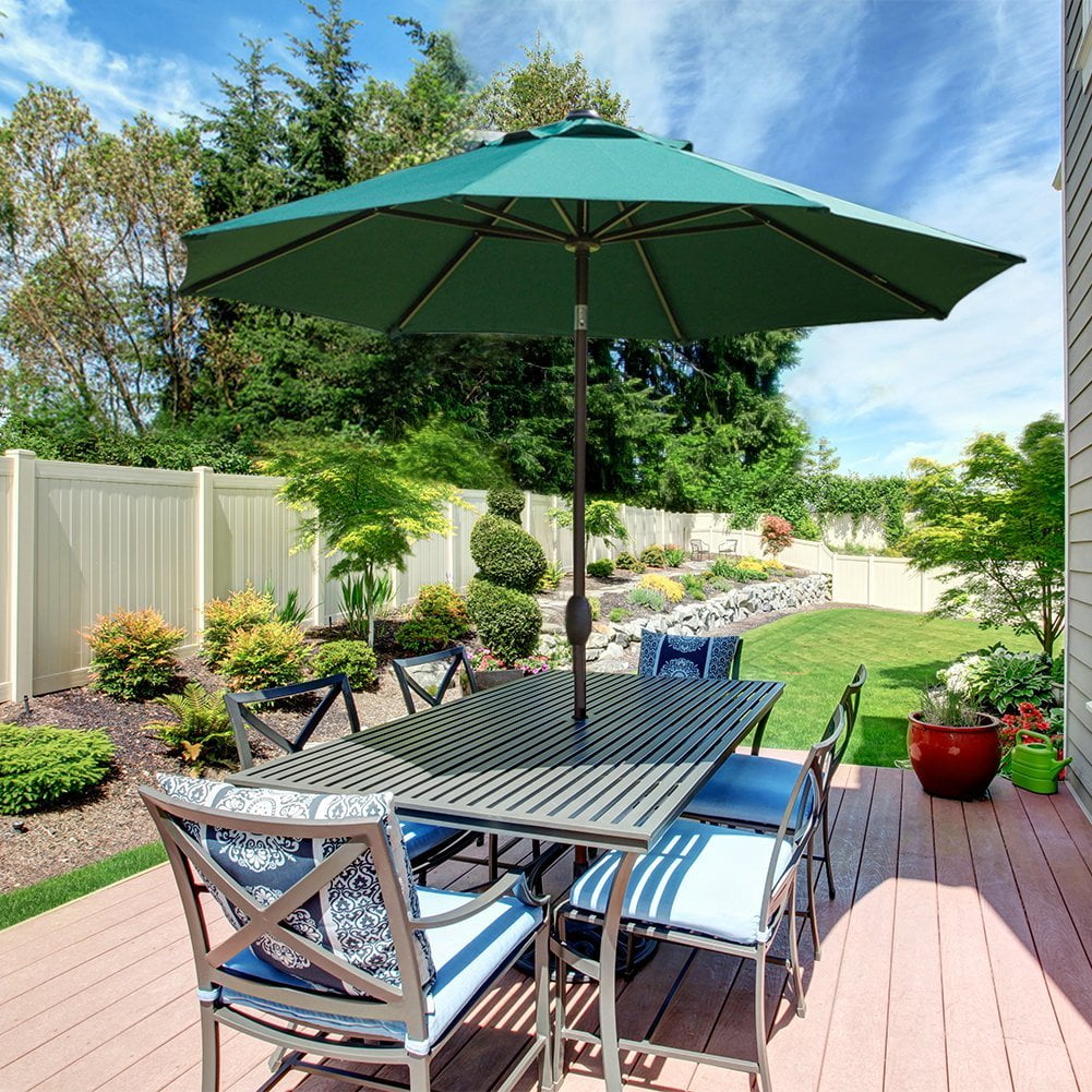 Abba Patio 9 Ft Aluminum Market Umbrella with Push Button Tilt and Crank, 8 Steel Ribs,... by Abba Patio