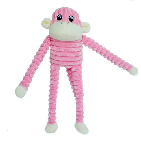 ZippyPaws Spencer The Crinkle Monkey Squeaky Plush Limbs Dog Toy Small Pink