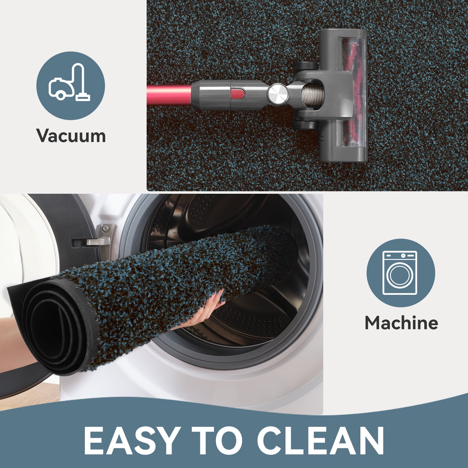 VUNATE 17" x 30" Dirt Trapper Indoor Door mat Non Slip Front Door Mats Absorbent Rubber Entrance Rug Durable Heavy Duty Outdoor Mats Washable Welcome Mats for Outside Blue