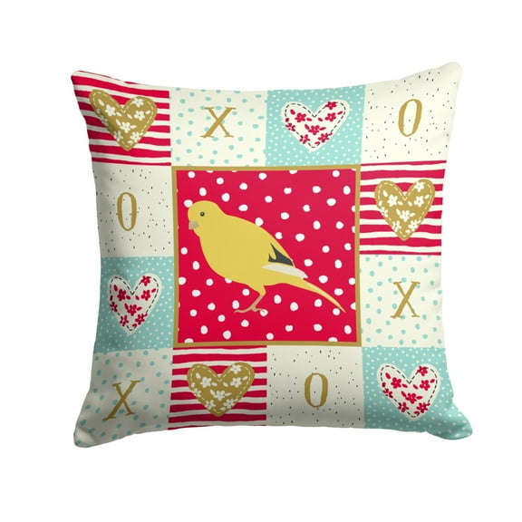 Carolines Treasures CK5501PW1414 Border Canary Love Fabric Decorative Pillow  14Hx14W multicolor