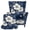 Navy Floral Print, variant on Eheartsgir Rabbit Rose Bow Pattern Spandex Fabric Wingback Chair Slip Cover with Non-slip, Stretch Wingback Chair Cover for Indoor Living Room