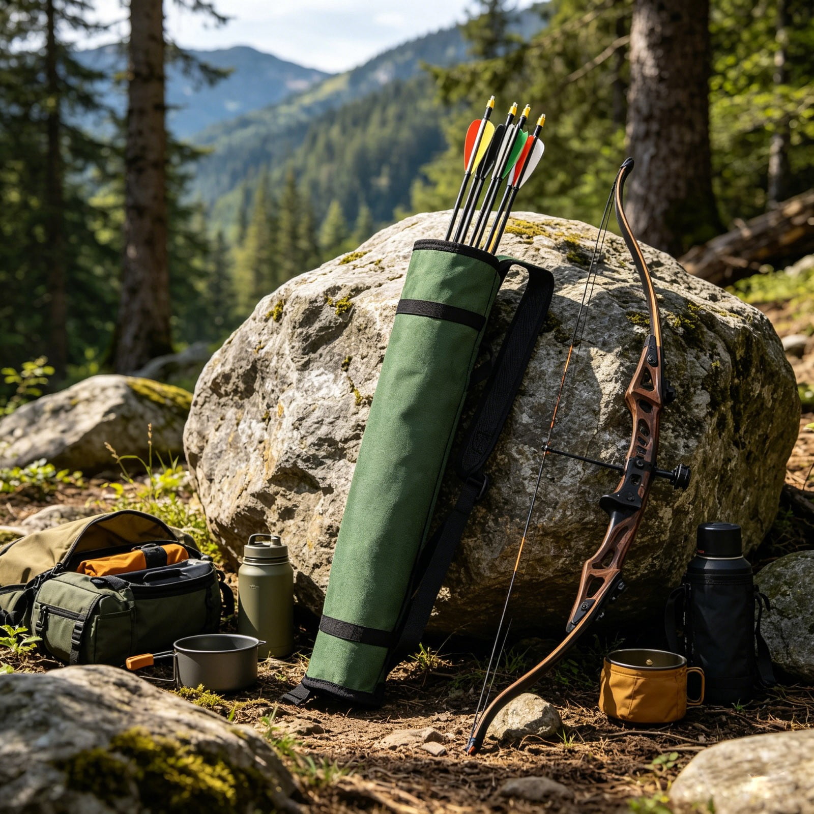 Resizable Lightweight Arrow Organizer 48x15cm with Large Capacity Archery Arrow Bag with Pockets for Men Women Durable Oxford Cloth Arrow Carrier for Hunting and Target Practice