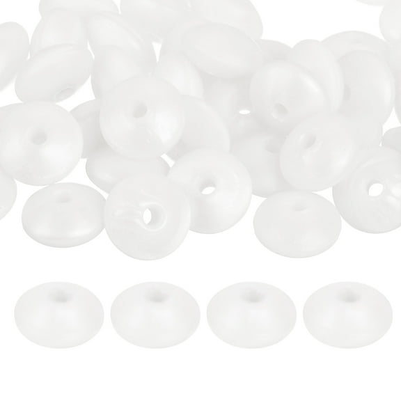 Uxcell 50Pack 12mm Silicone Lentil Beads, Rubber Abacus Focal Bead Loose Bulk Beads for DIY (Pearl White)
