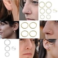 thumbnail image 2 of 3 Pair Set Nose Rings Hoop Cartilage Small Hoops Earrings Set for Women Tragus Septum Helix Thin Multiple Piercing Sterling Silver 9-10-11 mm 22 GA, 2 of 9