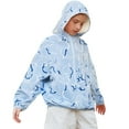 thumbnail image 1 of Kids Sun Protection Zip Hoodie Lightweight Long Sleeve Rash Guard with Hood Swim Cover Up Sky Blue 9 Years-10 Years, 1 of 4