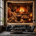 thumbnail image 6 of Hot Chocolate by a Stone Fireplace with Cookies and Candles, Peaceful Rustic for Cocoa Lovers, Winter Hearth Decor, Christmas Gift, Tapestry Wall Hanging for Kitchen and Den, 6 of 7