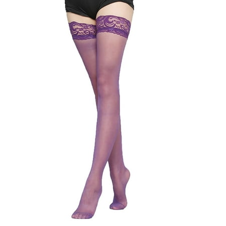 

Women s Thigh Highs Border Knee Stocking Sheer Lace High Stockings Lady See Through Socks