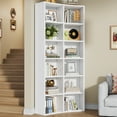 thumbnail image 4 of Casendy 12-Cube Curved Bookcase, 71" Double Width Bookshelf, Freestanding Corner Bookcase for Living Room, Home Office, White, 4 of 9