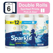 Sparkle Pick-A-Size Paper Towels, Spirited Prints, 6 Double Rolls, Everyday Paper Towel