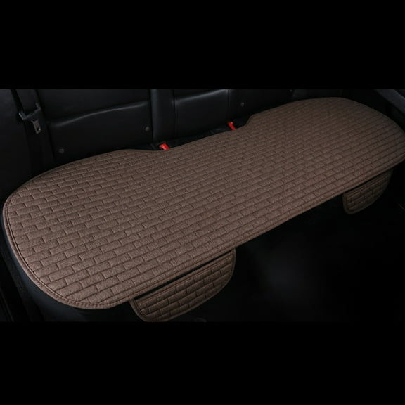 Kieccall Car Linen Seat Cushion Summer Ventilated And Breathable Cool Pad Backrest Cushion Rear Seat Cover Three Piece Set All Season Cushion