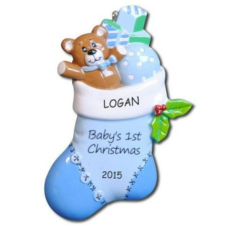 personalized bear stocking baby s first christmas ornament personalized bear stocking baby s first christmas ornament
