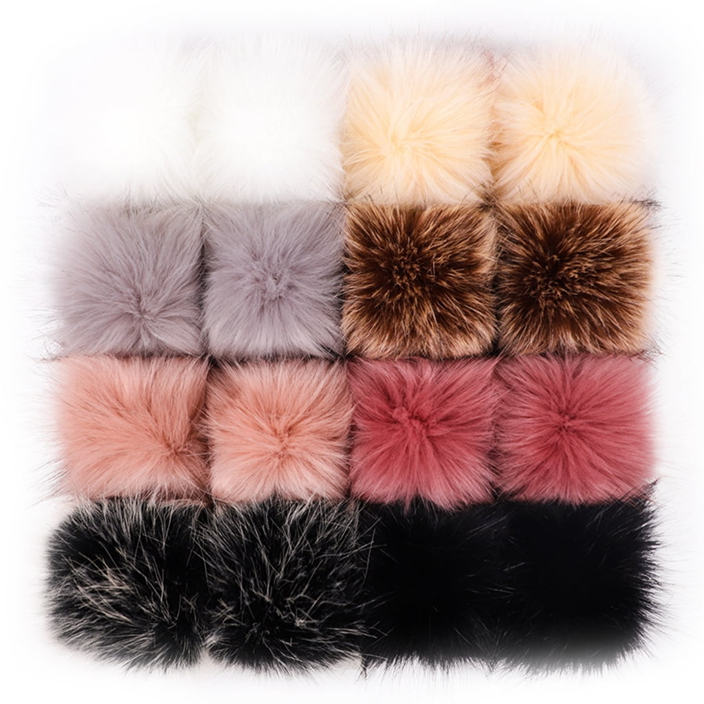 Fluffy and Cute Fur Pompoms DIY Fox Fur Balls with Press Button Decoration of Women Bags and Hat Coat Genuine Fur Pom Pom Puff Ball 4 inch 