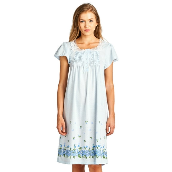 Casual Nights Women's Flowery Short Sleeve Nightgown
