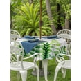 thumbnail image 3 of Outdoor Tablecloths with Umbrella Hole & Zipper, Spring Leaves Round Tablecloth 54 Inch, Pastoral Garden Botanical Gray Wooden Waterproof Table Cloth, Patio/Pool/Picnic Table Covers, 3 of 8