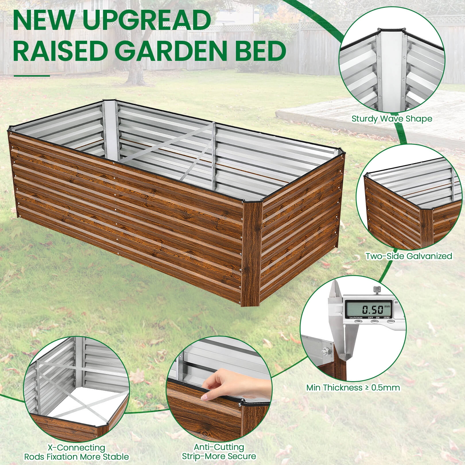 Funcid 6x3x2ft Galvanized Raised Garden Beds Large Metal Garden Beds Galvanized Steel Planter boxes Outdoor for Vegetables Flowers Herbs
