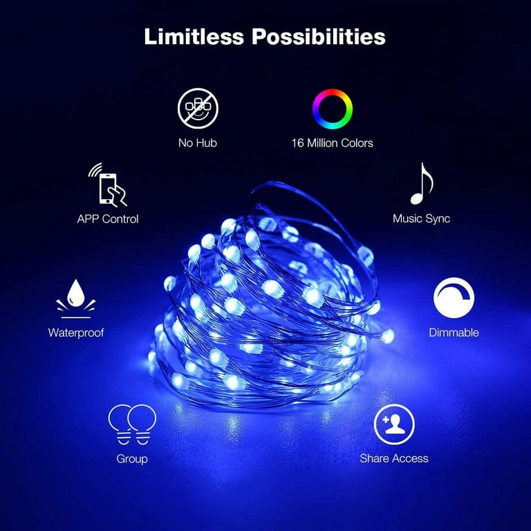 lilubuy App Controlled Christmas Lights, Megulla 5M Bluetooth Dreamcolor  Rgbic Usb Smart Outdoor String Lights With Remote, Plug In Music Sync  Colour