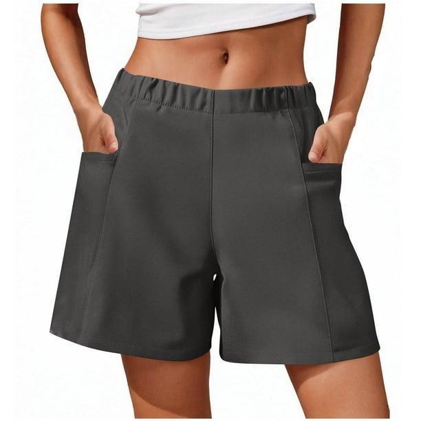 Combinadores Cortos para las Mujeres de Ajuste Suelto, Punk Hippie Sólido, Pantalones Sueltos de Bolsillo de la Ropa Callejera Jogger