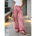 thumbnail image 6 of JOLIP Women's High Rise Pink Leopard Print Wide Leg Denim Pants, 4-12, 6 of 7