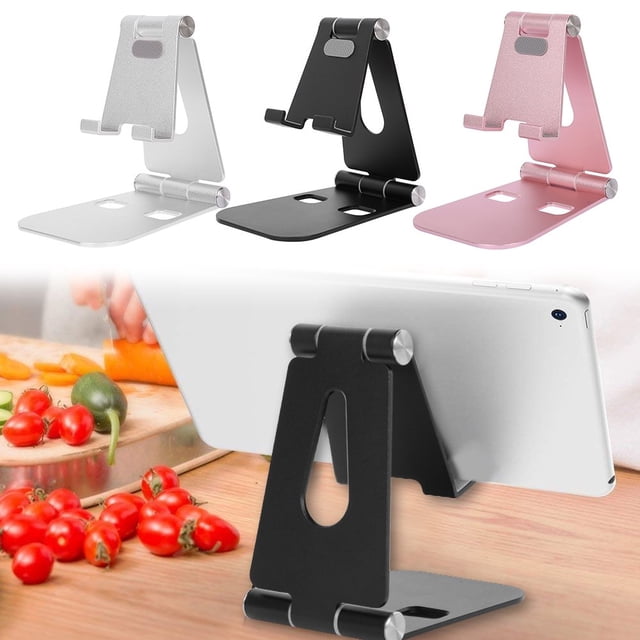 Support de Tablette de Bureau en Métal Support Extensible Pliable Support de Smartphones pour iPad Support Réglable Bureau en Aluminium Métal Support de Support Portable Support pour Téléphone et Tablette Noir