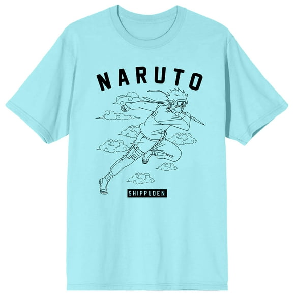 Naruto Shippuden Anime Cartoon Varsity Clouds Blue Tee - L