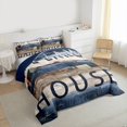 thumbnail image 3 of jejeloiu Old Wooden Planks Full Size Comforter Sets,Lake House Bedding Sets For Men Women Reversible 3-Piece, 3 of 8