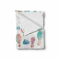 thumbnail image 2 of Watercolor Soft Flannel Fleece Throw Blanket, Hand Painted Style Floating Hot Air Balloons Clouds Print, Cozy Plush for Indoor and Outdoor Use, 70" x 90", Blue Pink Coral, by Ambesonne, 2 of 6