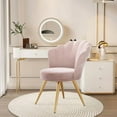 thumbnail image 6 of Hawsaiy Modern Velvet Accent Chair Set of 2 with Gold Metal Legs,Upholstered Vanity Chair for Bedroom, Makeup Room, or Living Room，Pink, 6 of 8