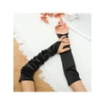 thumbnail image 6 of INSPIRE CHIC Women's Fingerless Sleeves Elbow Long 1920s Satin Gloves with Finger Loop One Size Black, 6 of 6