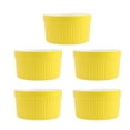 thumbnail image 1 of EeaseMX 5 cuencos de cerámica para hornear, resistentes a altas temperaturas, de mimbre, sin asas, para postre, pequeños, para cocina casera (amarillo), 1 of 8
