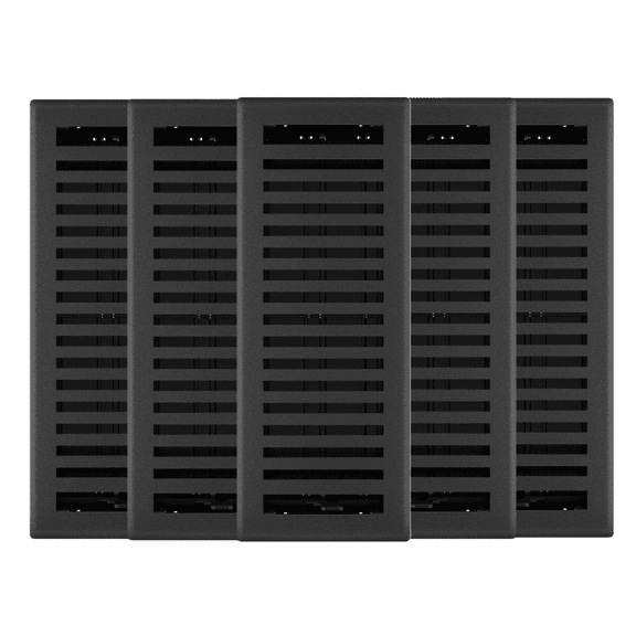 4in x 12in Montezuma Style Black Iron Metal Heating and Cooling Air Floor Register (5 PACK) - Overall 5 1/4" x 13 1/4"