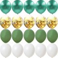thumbnail image 3 of Kit de 15/20 globos de 10 pulgadas, estilo retro, verde, blanco y dorado, para cumpleaños, bodas, aniversarios, fiestas de verano en la jungla, decoración para el hogar, 3 of 5