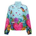 thumbnail image 5 of Jackets for Women Winter Coat Jackets Flannel Stand Collar Jacket(Colorful Floral Heart Garden,Size:S-4XL), 5 of 7