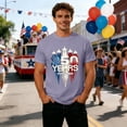 thumbnail image 4 of Sjldqy Mens 4th Of July Shirt Quick Dry Comfy Red White Blue Letter Print T-Shirt Short Sleeve Crew Neck Anniversary Summer Patriotic Top For Men Size 4Xl Light Purple, 4 of 5