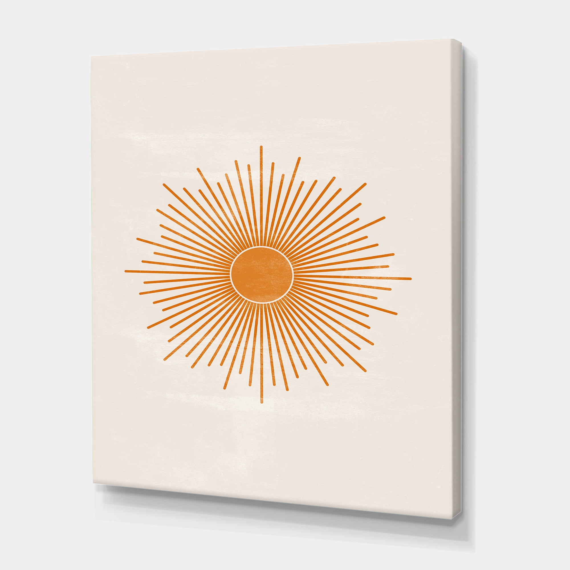 Designart ' Orange Sun Print On Beige II ' Modern Canvas Wall Art Print